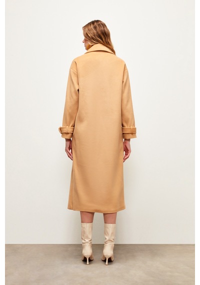 Sateen Kol Kemer Detaylı Salaş Kaban - Camel-133685 Camel