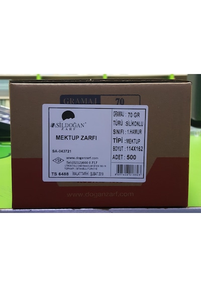 Asil Doğan Zarf Mektup Kare Beyaz 114*162 70 Gr 500 Lü N11.1124