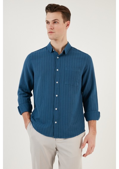 Buratti Pamuklu Regular Fit Tek Cepli Erkek Gömlek Cf24S128229 Indigo Buratti Pamuklu Regular Fit Tek Cepli Erkek Gömlek Cf24S128229 Indigo