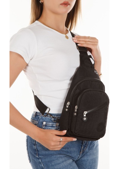 Newısh Polo Accessorıes Unısex Suya Dayanıklı Krınkıl Kumaş Siyah Çapraz Omuz Çantası Günlük,seyahat,okul Siyah