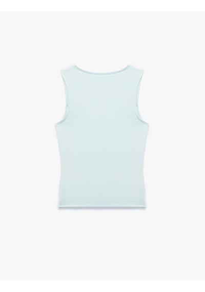 Koton Slim Fit Bisiklet Yaka Drapeli Kolsuz Tişört Mavi 5sak10751ek Mavi