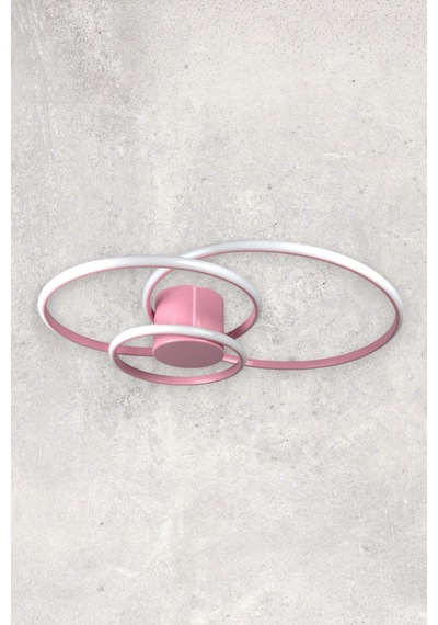 Sole Pembe Renk Salon - Çocuk Odası - Hol Beyaz Led 3 Lü Avize Pembe