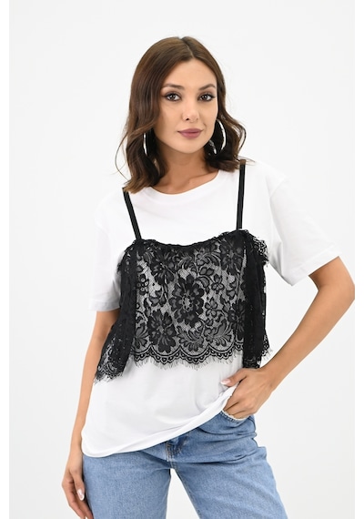 Kadın Dantel Detaylı T-shirt 1772-24 001