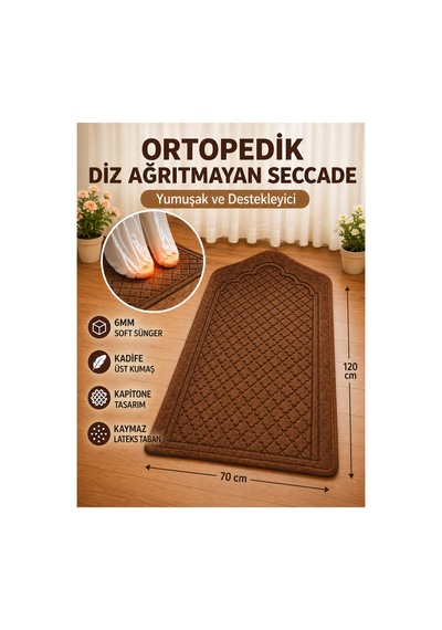 Ekstra Yumuşak Süngerli Diz Ağrıtmayan Ortopedik Kapitone Seccade Özel Kaydırmaz Taban 70x120 Ebat Kahverengi Ekstra Yumuşak Süngerli Diz Ağrıtmayan Ortopedik Kapitone Seccade Özel Kaydırmaz Taban 70x120 Ebat Kahverengi