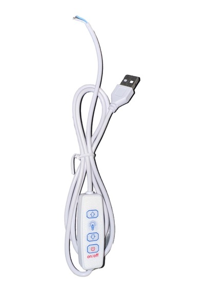 1 Adet Led Dimmer Usb Portu Güç Kaynağı Uzatma Kablosu Aç Kapa Karartma Anahtarı Adaptör Tuş Beyaz Tek Renk Led 5-12v Beyaz