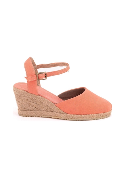 Star Tombis Gerçek Elişi Topuğu Açık Bilekten Bantlı Dolgu Topuk Keten Hasır Espadril Handmade Nar Çiçeği Narçiçeği