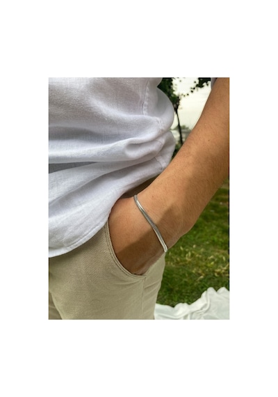 Steel Hasır Yassı İtalyan Paslanmaz Çelik Gold Silver Seçenekli Unisex Bileklik Fuşya