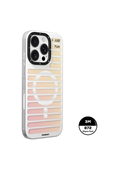 Apple Uyumlu iPhone 16 Pro Max Kılıf Magsafe Şarj Özellikli Youngkit Geek Serisi Kapak Beyaz