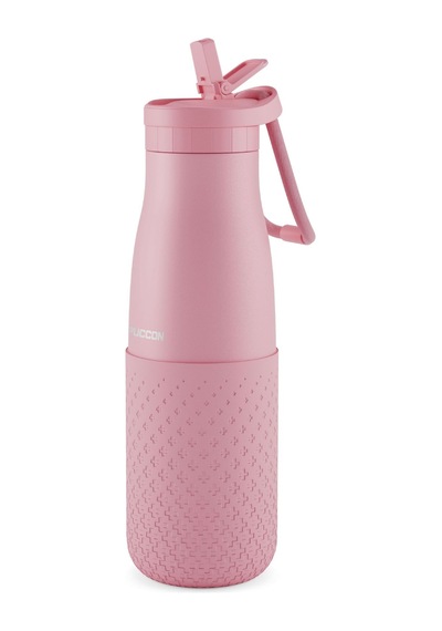 Puccon 500 Ml Pipetli Pembe Çelik Matara/termos - Silikon Gövdeli Plus - 50010