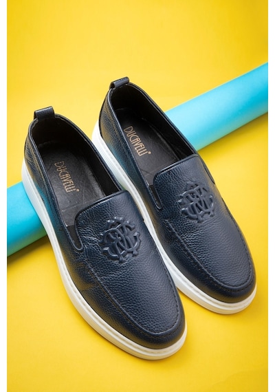 Stamped Hakiki Deri Erkek Günlük Ayakkabı, Loafer Ayakkabı, Hafif Ayakkabı, Yazlık Ayakkabı