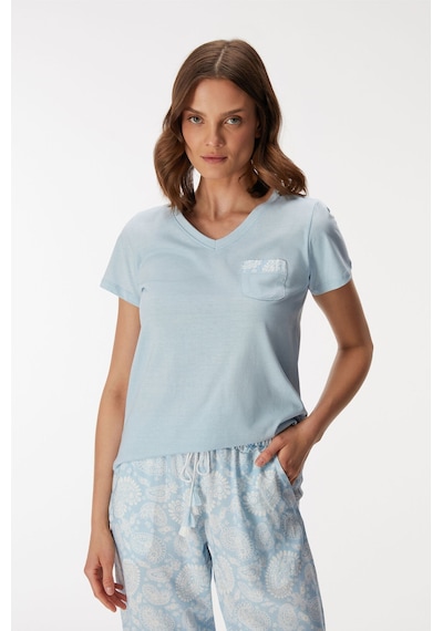 Anıl Man11351-1160 Anil Ev Giyim Man11351 11351 Kadın T-shirt Ve Pantolon Takım Açık Mavi