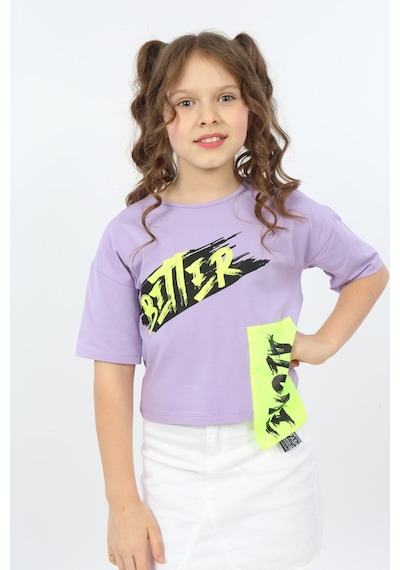 Toontoy Kids Toontoy Kız Çocuk Better Baskılı Tişört Lila