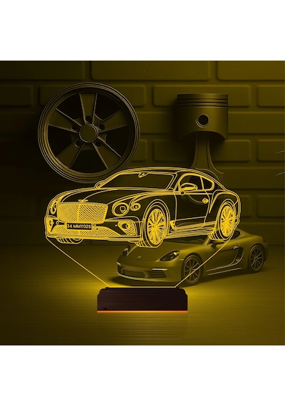 Luvivia Araba Bentley Kişiye Özel 3d Lamba - Masa Gece Lambası Şeffaf