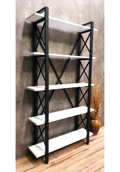 Demo Tanraf Moda Lüx 5 Raflı Kitaplık Dekoratif Raf 180X100 Cm. Ebat