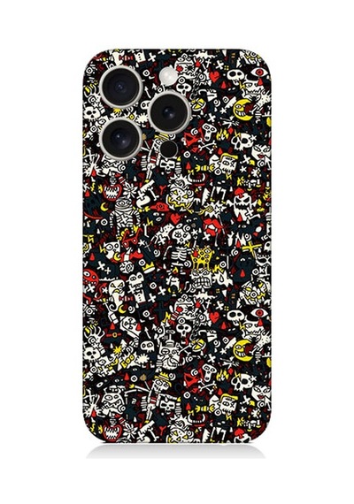 Apple Uyumlu iPhone 15 Pro Küçük Figürler Desenli Silikon Kılıf Silikon