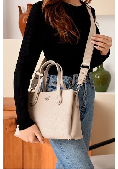 Just Polo Kadın Günlük Kullanıma Uygun Ayarlanabilir Askılı Lüks El Ve Omuz Çantası Shoulder Bag Shopper Taş 29208931