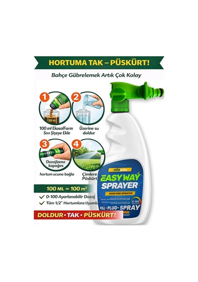 EkosolGarden Easy Way Hortum Ucu Sprayer Çim ve Bahçe Bitkileri