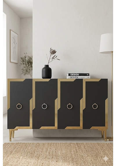 Ka1233ag Seza Konsol Ve Tv Sehpası Antrasit-gold 120cm