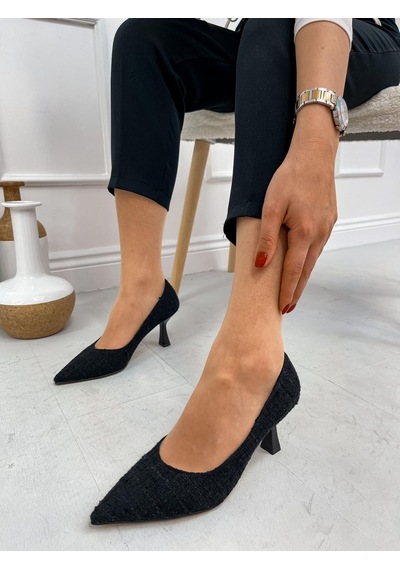 Ervanın Butiği Siyah Tüvit Freda Kadın Stiletto-3862