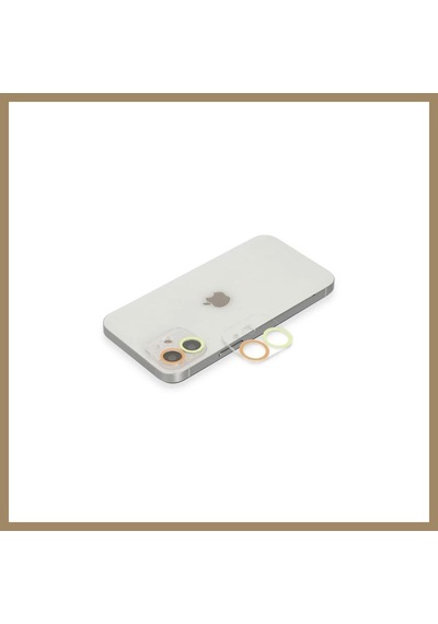 Bezos İphone 12 Uyumlu Renkli Kamera Lens Koruma Cam - Sarı-turuncu 22