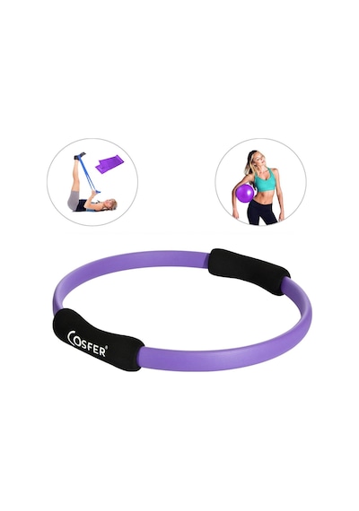 Sportif Pilates Çemberi - Pilates Bandı ve Denge Topu - 3 Lü Pila