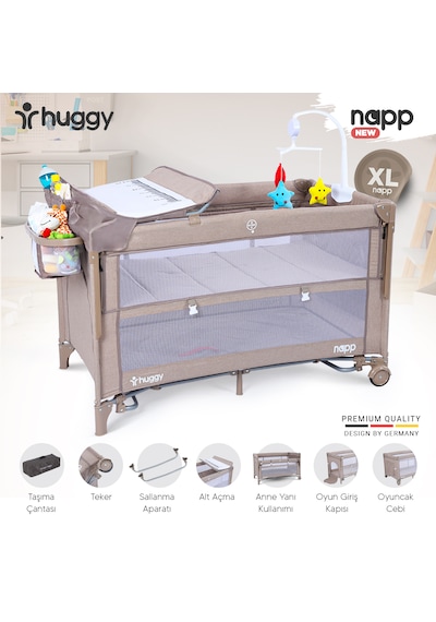 Huggy Napp 6in1 Anne Yanı Park Yatak Oyun Parkı + Yatak 70x120