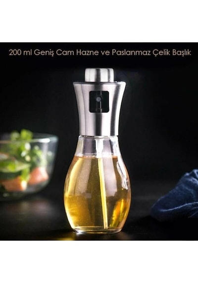 Yağ Sirke Püskürtücü Cam Sprey Yağdanlık Şişe Yağlık Ve Limon Püskürtme Şişesi 200 Ml Gümüş Diğer