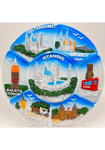 İstanbul Temalı Kabartmalı Dekoratif Tabak Masa Ve Duvar Dekoru 18 Cm