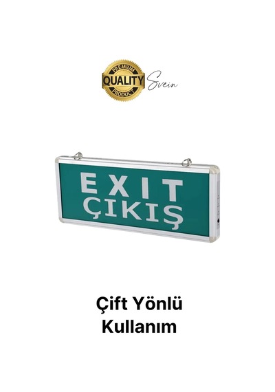 Işıklı Düz Çift Yönlü Acil Çıkış Exit Tabelası Şarjlı Yönlendirme Parlayan Armatür Uyarı Levhası