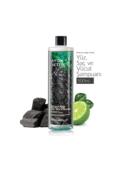 Avon Senses Natures Edge Erkekler İçin Saç Vücut Ve Yüz Yıkama 3 x 500 ML