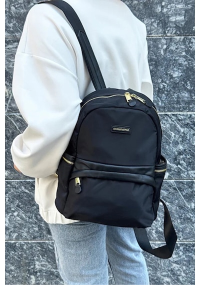 Just Polo Kadın İthal Saten Kumaş Şık Okul Ve Sırt Çantası Shopper Siyah