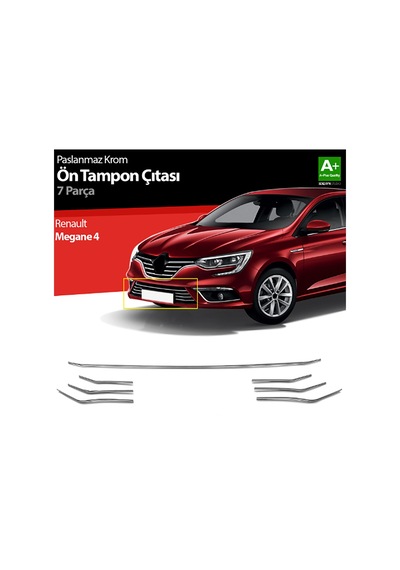 Renault Megane 4 Ön Tampon Çıtası Krom 7 Parça P.çelik