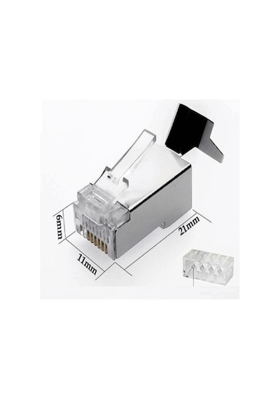 SpeedUF Cat7 Metal Konnektör Rj45 CAT7 Jack + Kablo Ayraç 30 adet