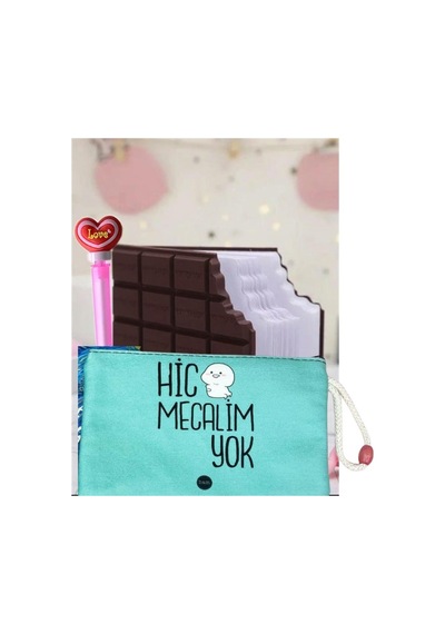 Love Döner Başlıklı Jel Tükenmez Kalem Hiç Mecalim Yok Ve Kokulu Çikolata Defter