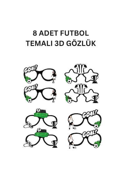 Siyah Beyaz Futbol Temalı Doğum Günü Parti Seti İyi Ki Doğdun Banner, Gözlük, Pasta Süsü Ve Mısır Kutusu Beyaz - Siyah