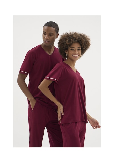 Angbutik Kocabey Kkt-26162k Kadın V Yaka Pijama Takımı MÜRDÜM