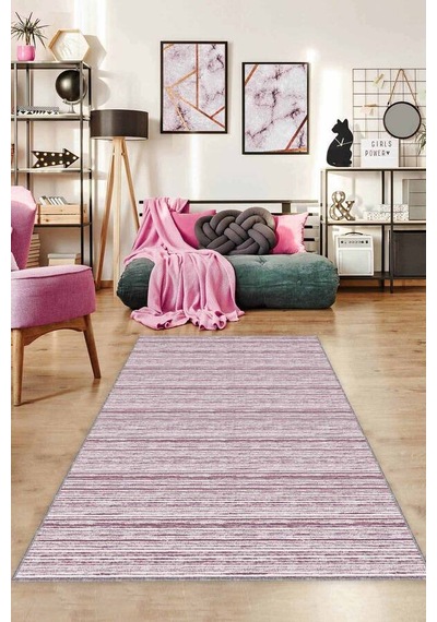 Mürdüm Sade Desensiz Kaymaz Tabanlı Dekoratif Halı St01n11