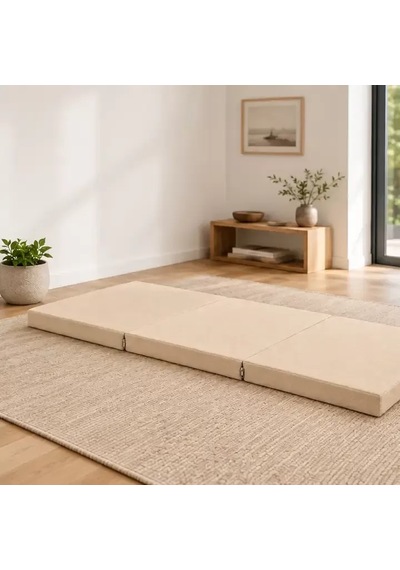 Üç Parçalı Katlanır Minder 60 180 7 Cm Krem