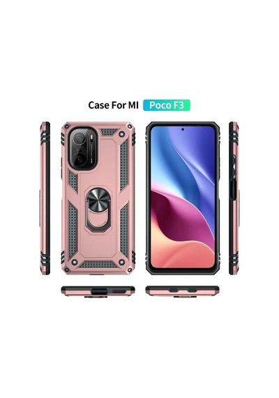 Xiaomi Poco F3 Uyumlu Kılıf Sofya Yüzüklü Silikon Kapak - Rose