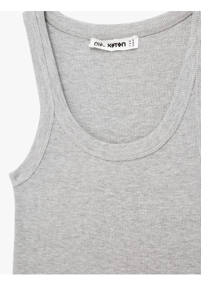 Koton Kaşkorse U Yaka Kolsuz Slim Fit Atlet Kar Melanj 6sal30078ık Gri Melanj