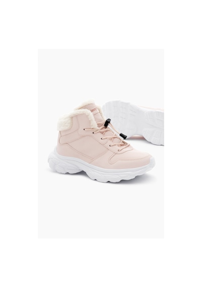 Tonny Black Çocuk Unisex Pudra Faylon Taban İçi Kürklü Lastik Bağcıklı Bot Tbals020 134 Pudra