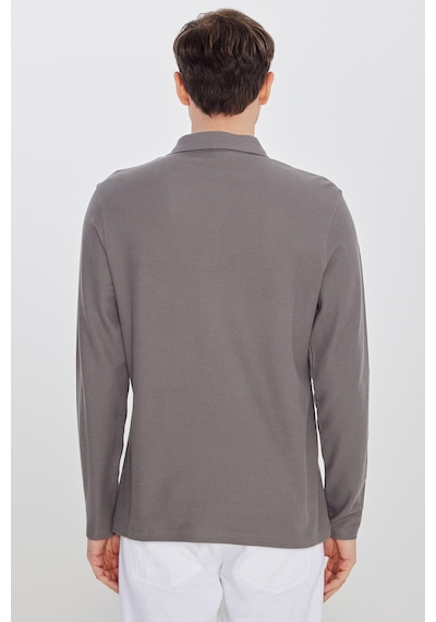 AC&Co / Altınyıldız Classics Erkek Vızon %100 Pamuk Slim Fit Dar Kesim Polo Yaka Jakarlı Triko Tişört Vizon