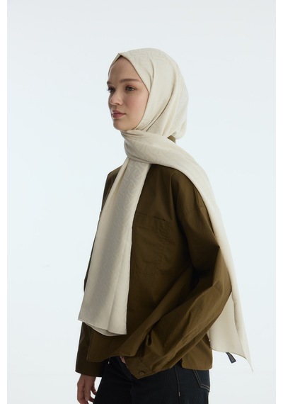 Mirsoy Scarf İpeksi Jakar Şal Sarmaşık Desen Taş