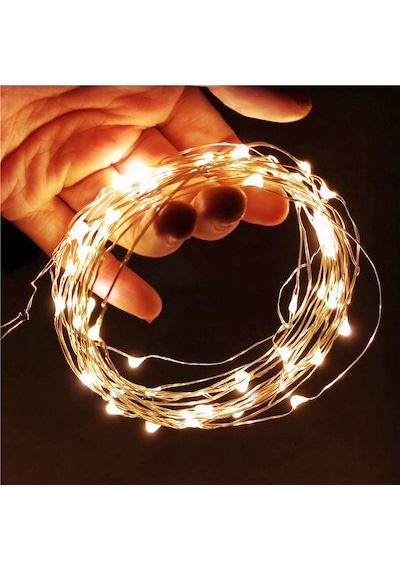 Pilli Gün Işığı Led Işıklı Garland 5 Metre Led Işıklı Parlak Metalik Mor Çam Dalı Işıklı Mor Garland Diğer