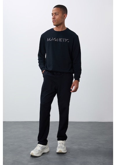 Tommy Life Lacivert Bağcıklı Cepli Standart Kalıp Klasik Paça Erkek Eşofman Alt - 84682 Lacivert