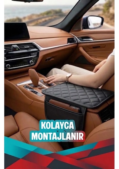 Aston Martin Dbx 707 Uyumlu Cepli Deri Kolçak Minderi Koruyucu Örtü Siyah Deri Siyah Dikiş