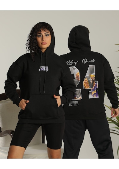 Bav Butik Ayvitrin Sevgili Kombini Çift Unisex Oversize Baskılı Sweatshirt Siyah
