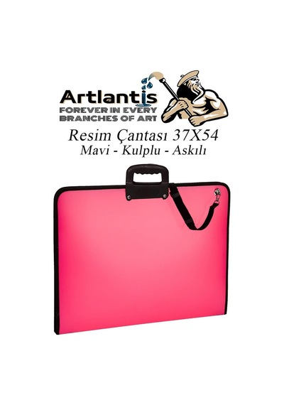 Pembe Resim Çantası Fermuarlı Kulplu 37x54 Cm 1 Adet Teknik Resim Dosya Çantası 35x50 Cm Askılı Proje Çantası Okul Sınıf