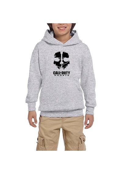 Zepplin Giyim Call Of Duty Black Ghosts Gri Çocuk Kapşonlu Sweatshirt Gri