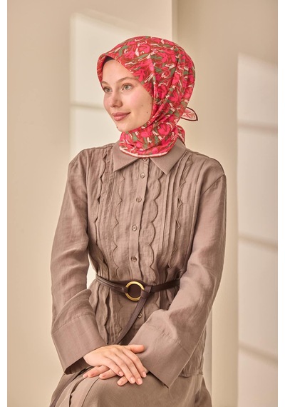 Silk Home Soft Eşarp 73091-29 Fuşya, Kızıl Kahve, Yeşil, Beyaz